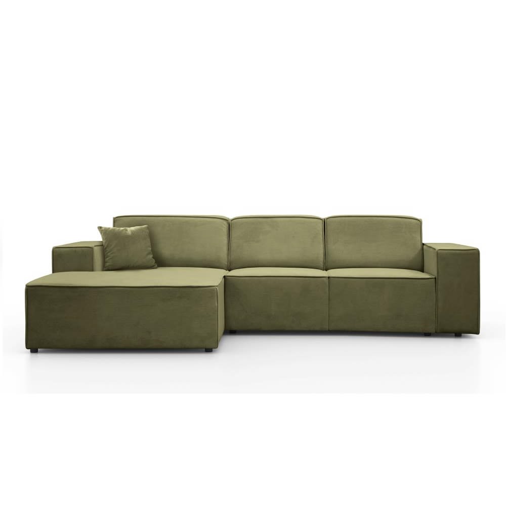 Canapé d'angle sans fonction couchage vert clair gauche