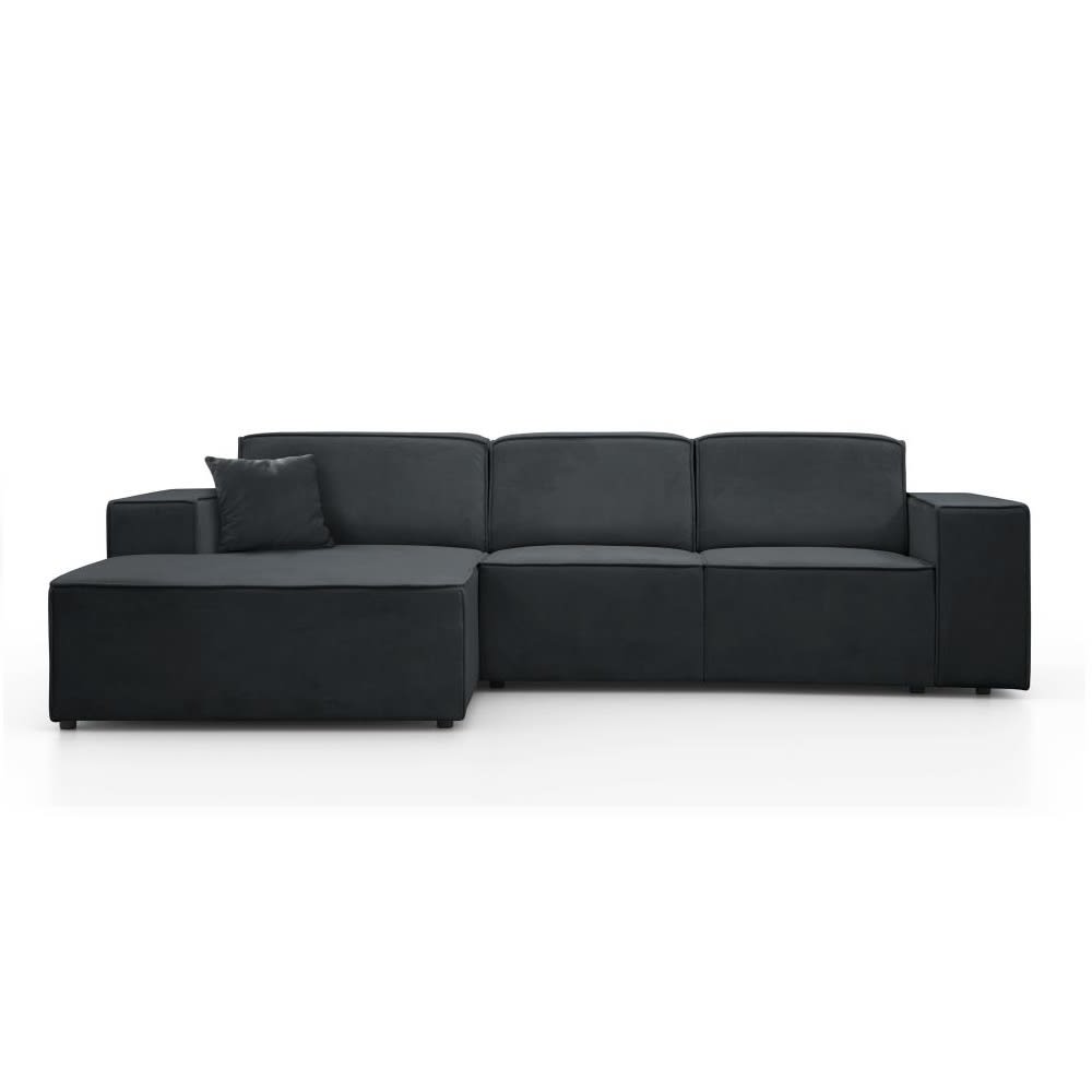 Canapé d'angle sans fonction couchage gris foncé gauche