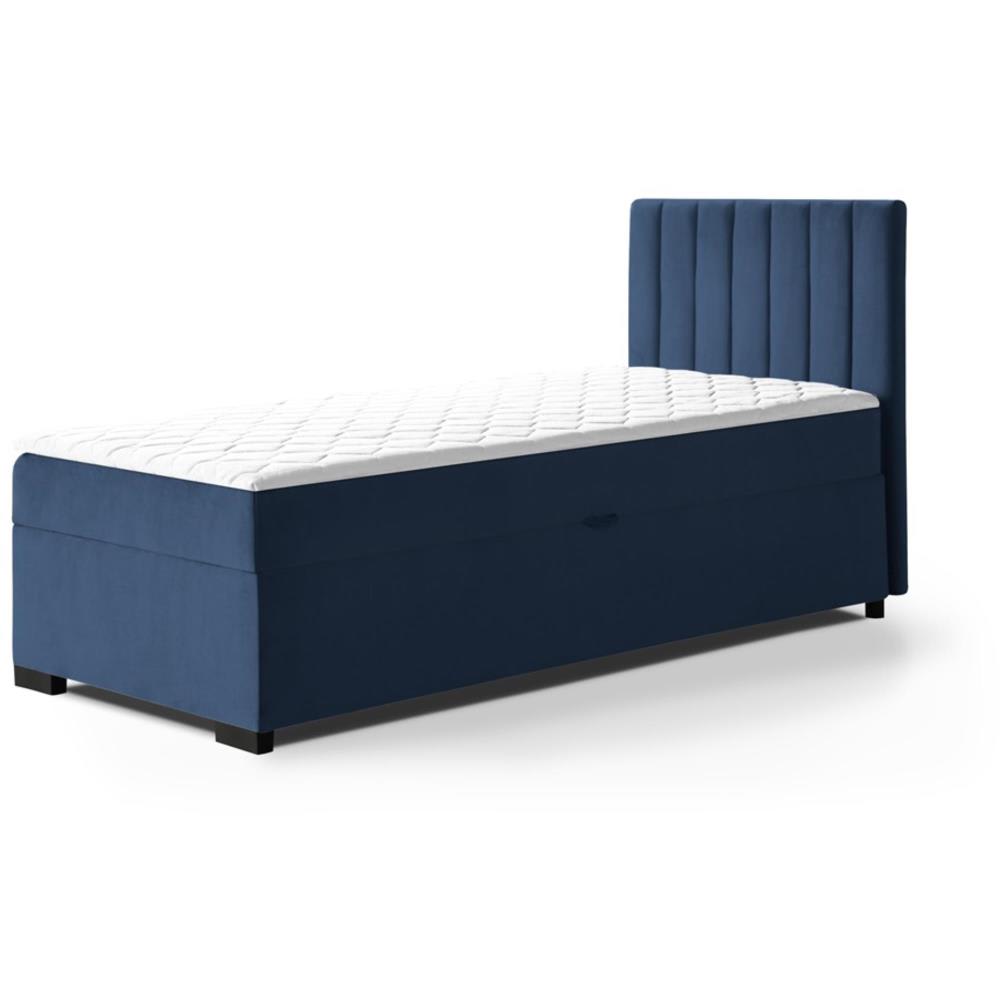 Beauty Sofa GmbH Polsterbett, 100x200 cm, Velours-Stoff, dunkelblau style modern - Stoff