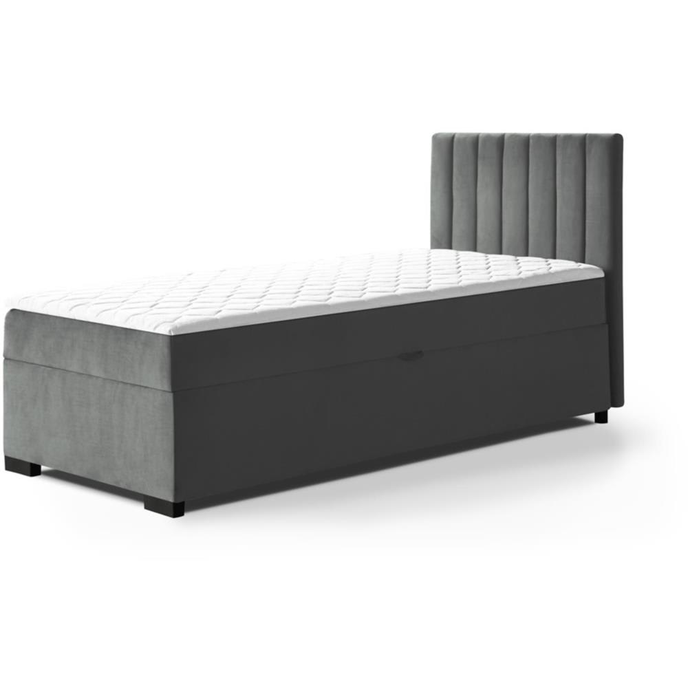 Beauty Sofa GmbH Polsterbett, 100x200 cm, Velours-Stoff, dunkelgrau style modern - Stoff