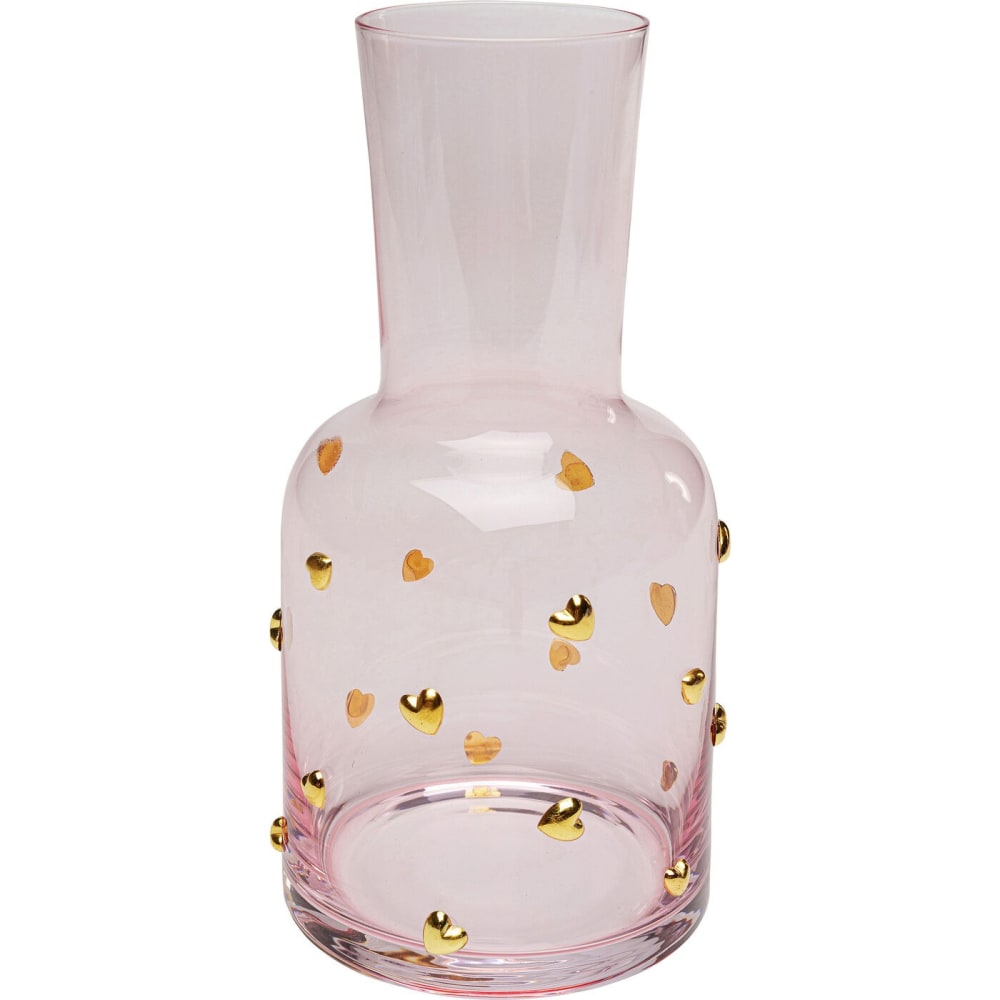 Kare Design Karaffe mit Herzen, rosa style modern - Glas