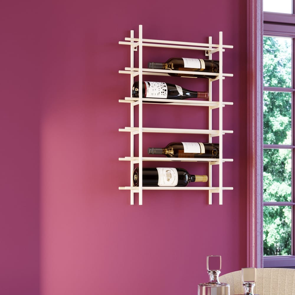 Porte-bouteilles mural en acier beige 68x45