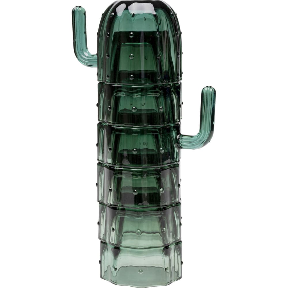 Verres à eau cactus en verre vert - lot 6