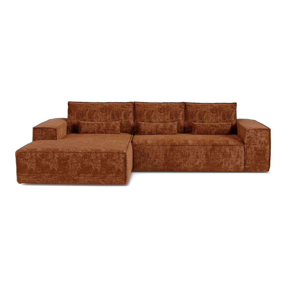 Canapé angle gauche convertible express 5 places velours terracotta