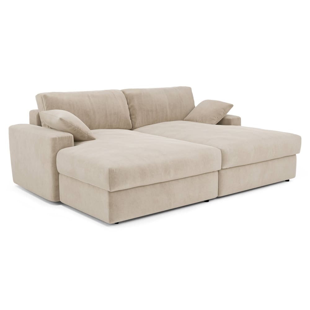 Canapé 4 places en velours beige