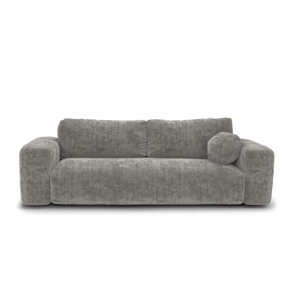 Canapé convertible avec coffre 4 places en velours texturé gris béton