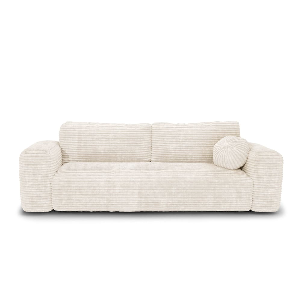 Canapé convertible avec coffre 4 places en velours côtelé xxl crème