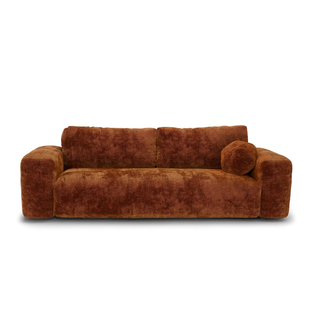 Canapé convertible avec coffre 4 places en velours à motifs terracotta