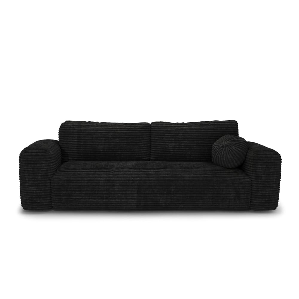 Canapé convertible avec coffre 4 places en velours côtelé xxl noir