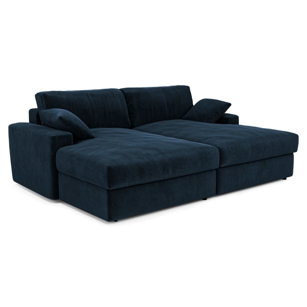 Canapé 4 places en velours bleu nuit
