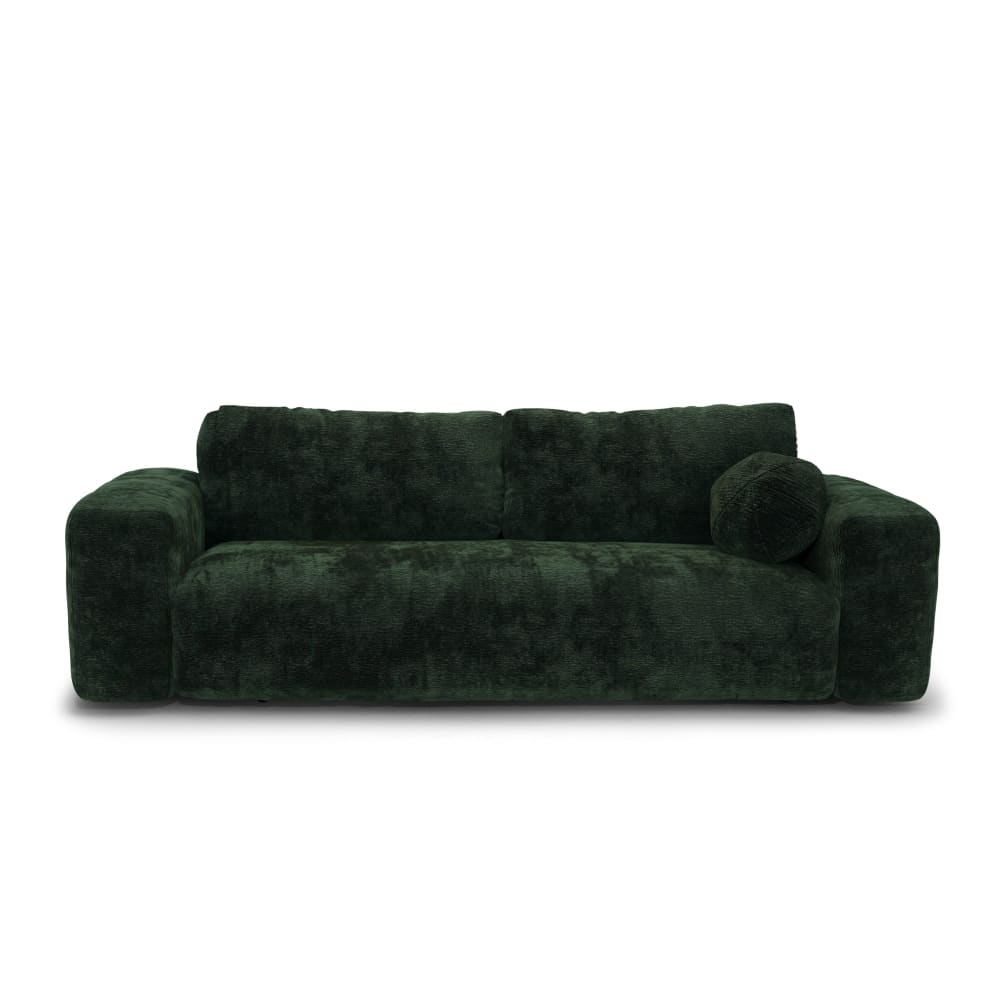 Canapé convertible avec coffre 4 places en velours à motifs vert sapin