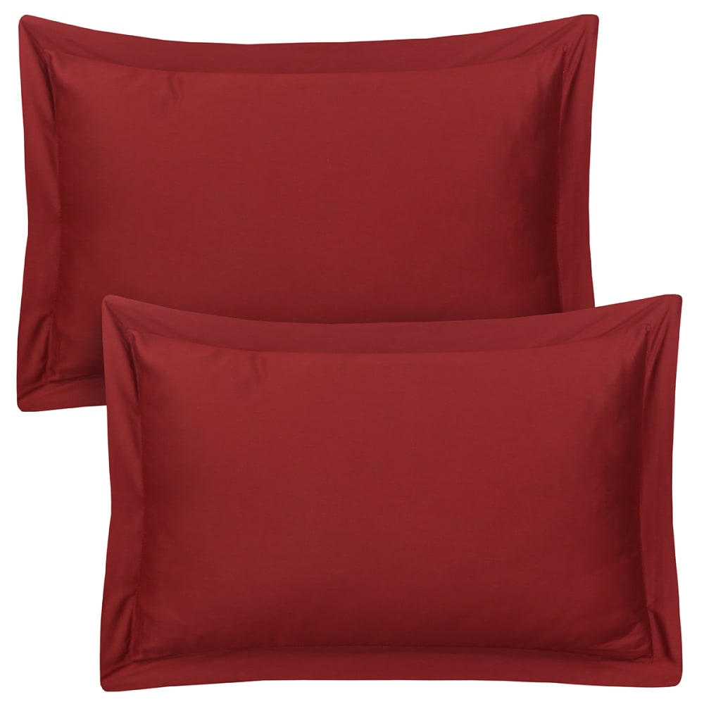 Lot de 2 taies d'oreiller 50x70 cm satin de coton bordeaux