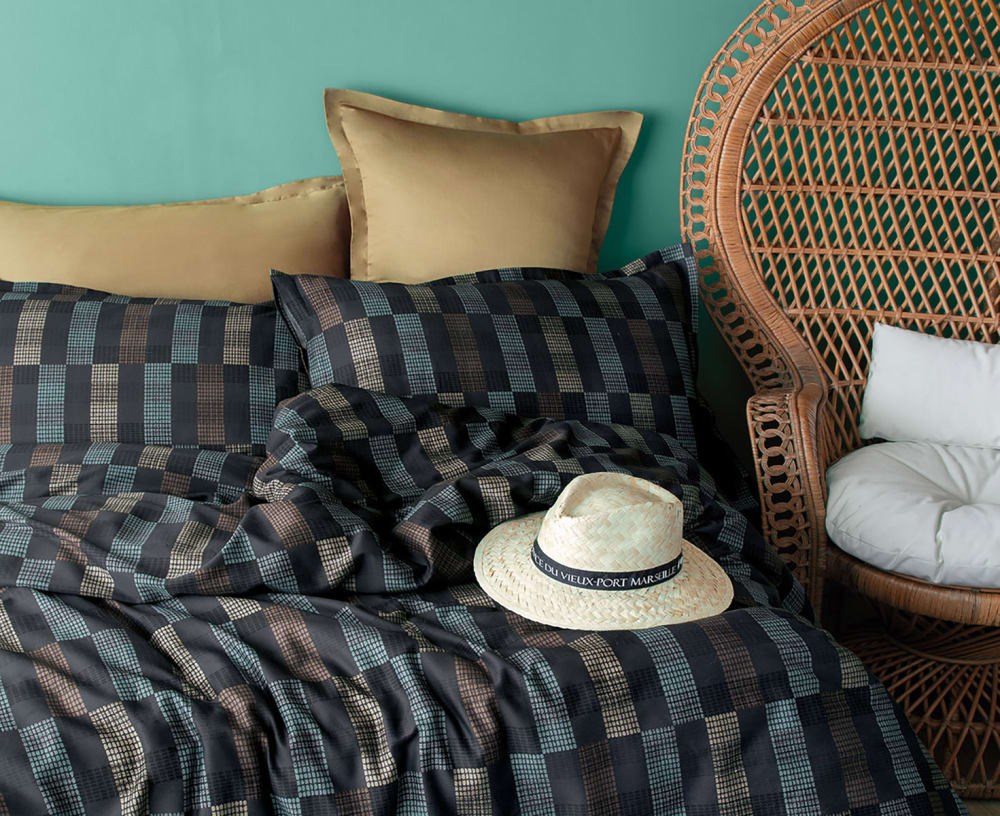 Parure de lit  2 personnes  240x220 cm satin de coton imprimé - Maisons du Monde