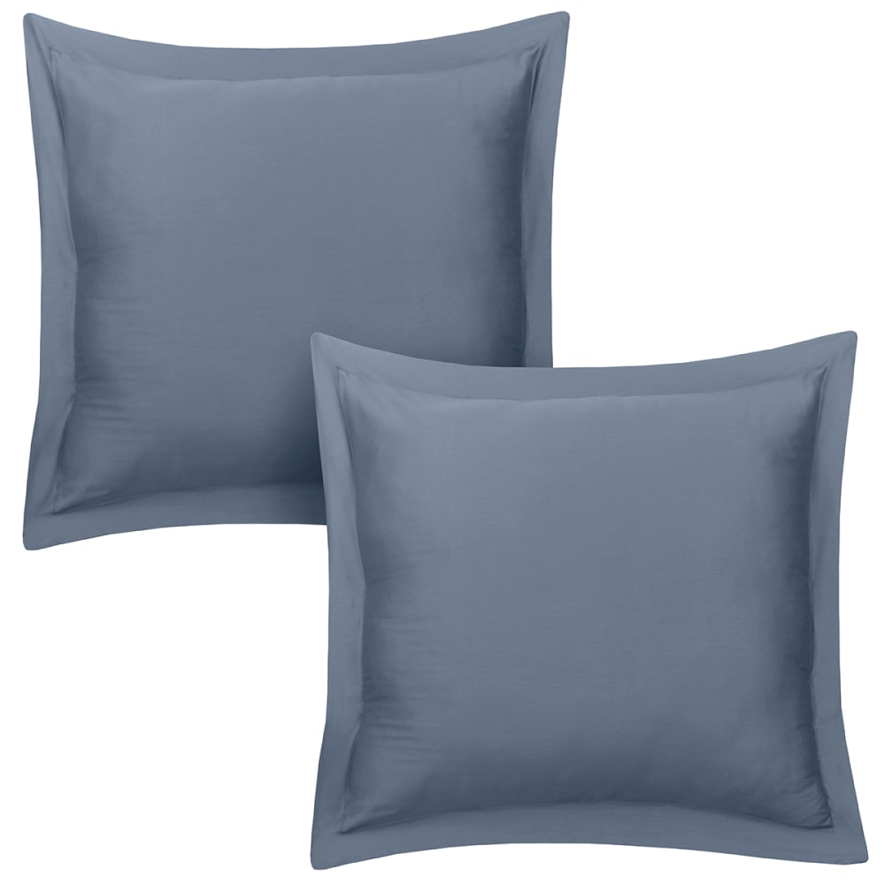 Lot de 2 taies d'oreiller 63x63 cm satin de coton bleu