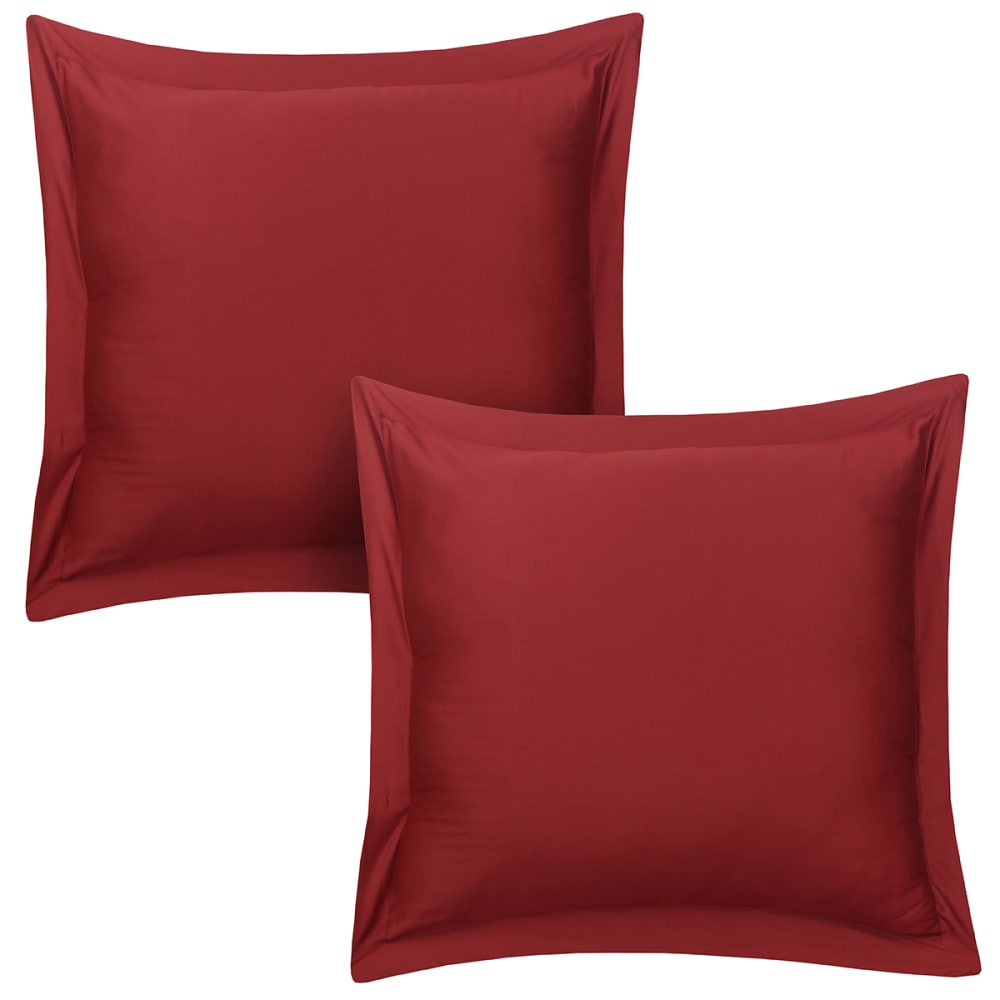 Lot de 2 taies d'oreiller 63x63 cm satin de coton bordeaux