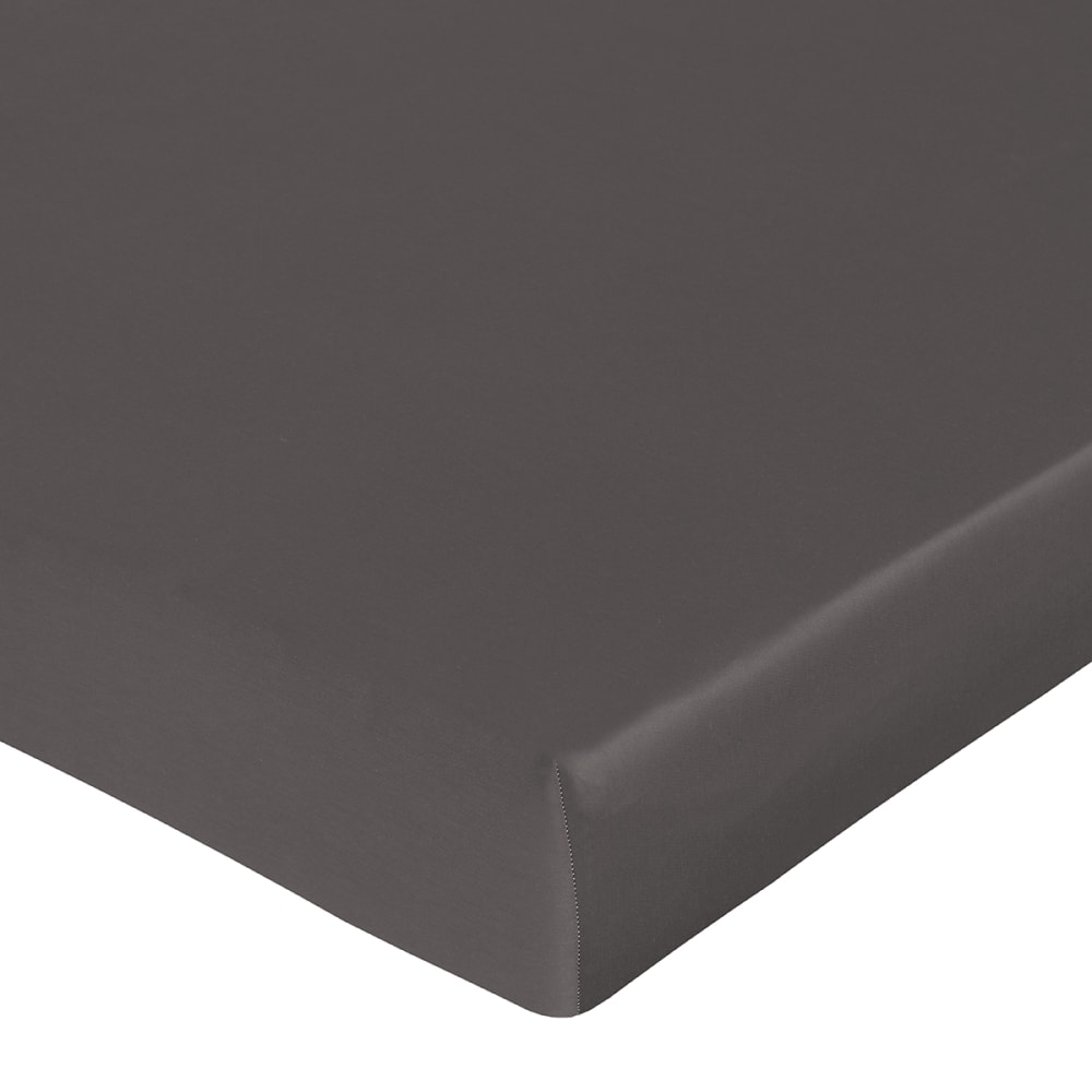 Drap housse 180x200 cm satin de coton anthracite Drap housse 180x200 cm satin de coton anthracite