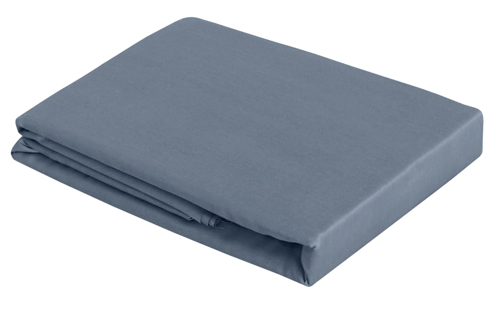 Drap plat 2 personnes  270x300 cm satin de coton bleu