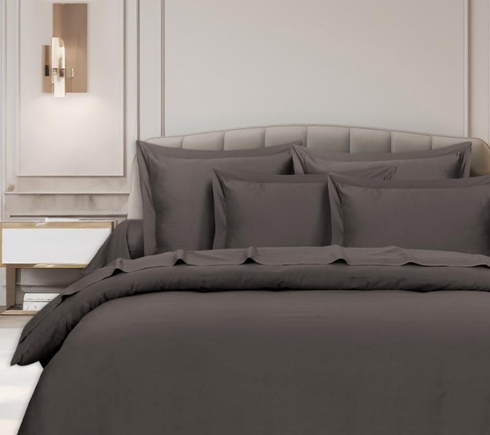 Housse de couette 140x200 cm 1 personne satin de coton anthracite — vue 3