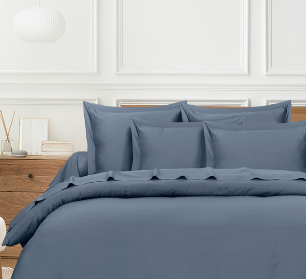 Housse de couette 200x200 cm 2 personnes satin de coton bleu — vue 3