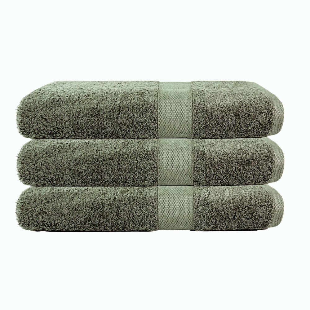 BLANC AVENUE 3er-Set Maxi-Badetücher 100x150 cm 500 gr/m2 . 100% Baumwolle. Maschinenwäsche 60°. OEKO-TEX zertifiziertes Produkt. Grün