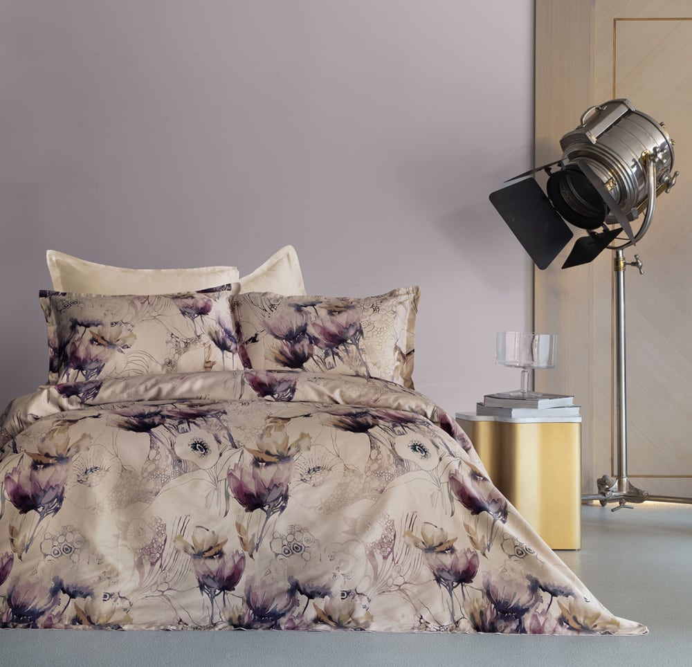 Blanc Avenue Bettwäschegarnitur 240x220 cm+2 Kopfkissenbez 63x63 cm-Baumwollsatin Violett Öko-Tex Zertifikat Baumwolle