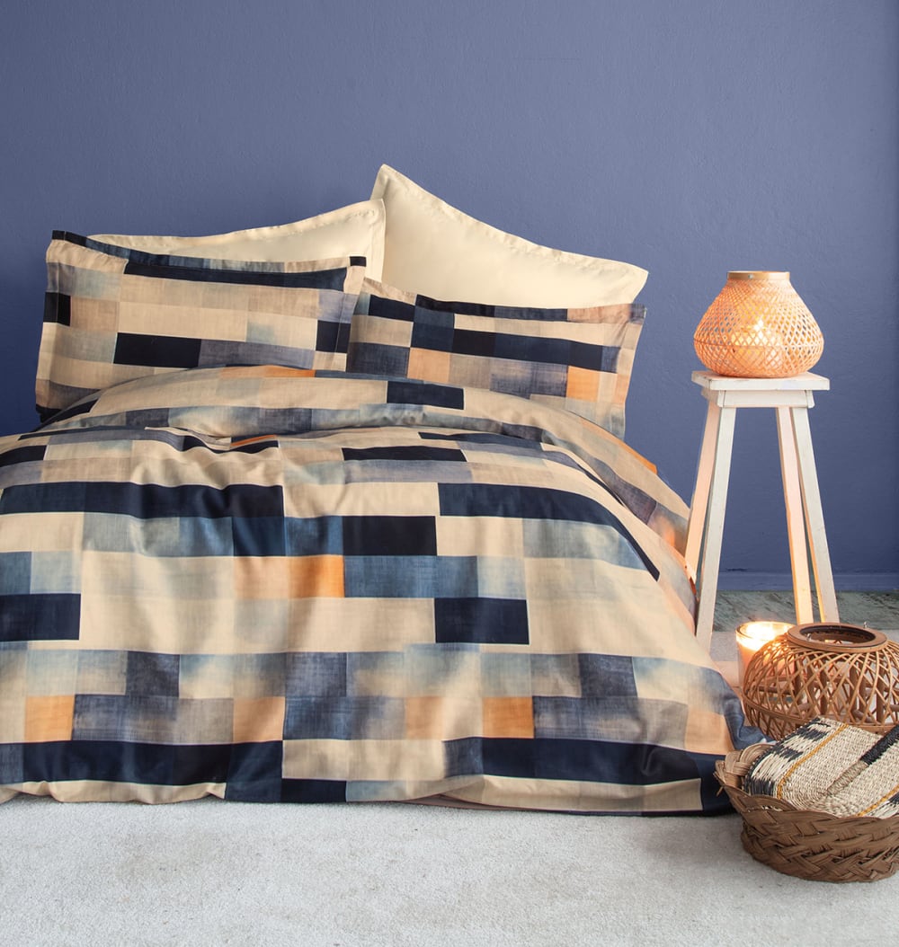 Parure de lit 2 personnes 240x220 cm satin de coton imprimé