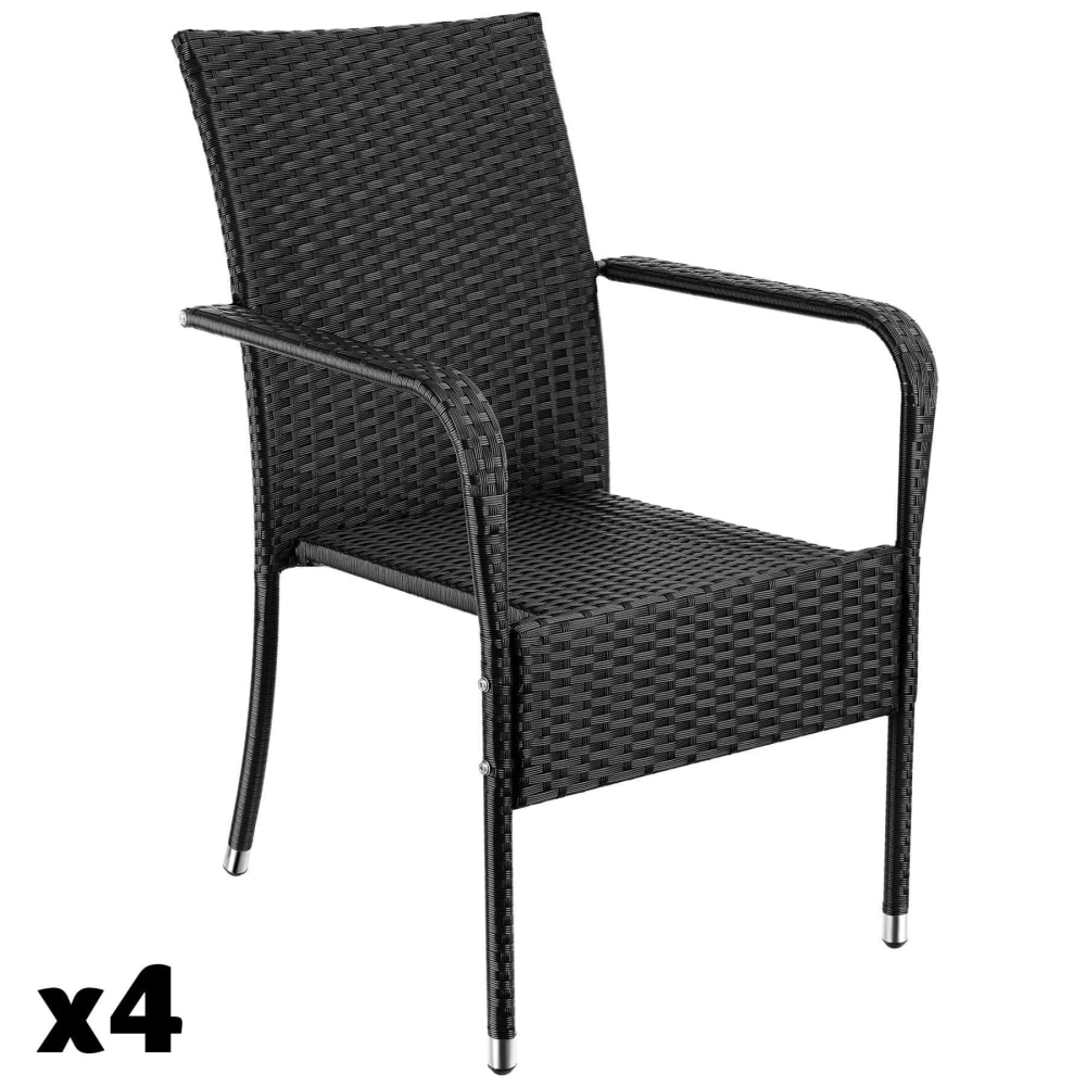 Lot de 4 chaises en rotin résistantes aux UVs capacité charge 120kg