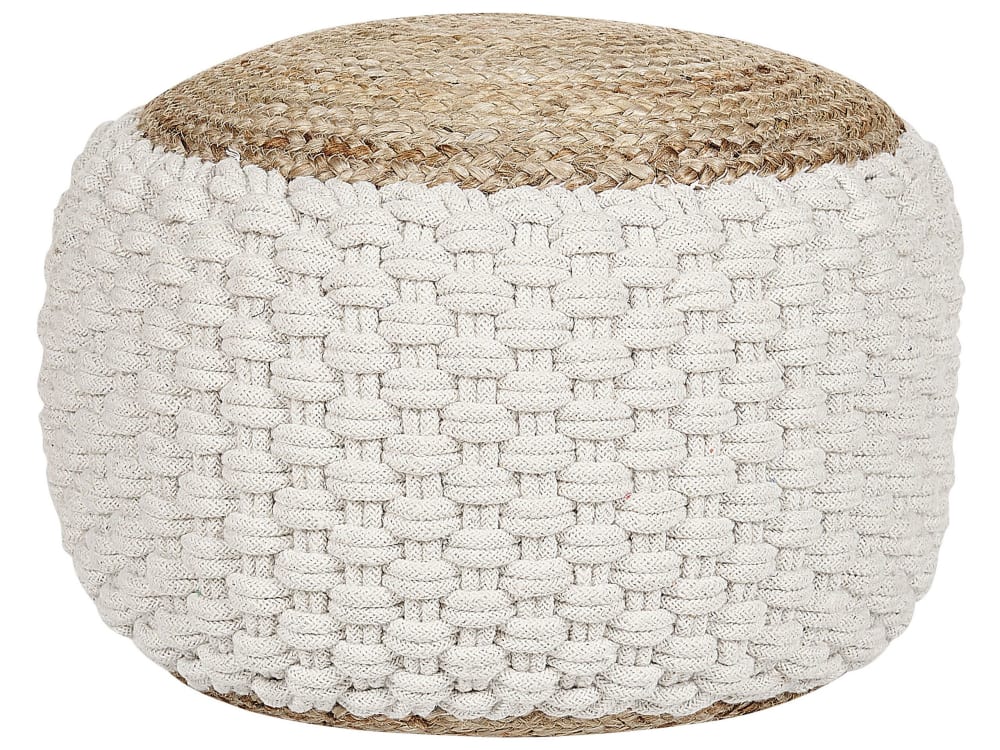 pouf en tissu blanc 50x35cm
