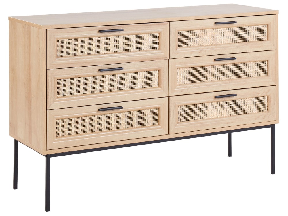 Beliani Kommode mit 6 Schubladen aus Holzwerkstoff 77cm, braun style landhaus - Spanplatte