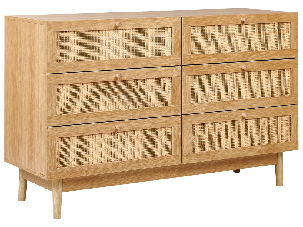 Beliani Kommode mit 6 Schubladen aus Holzwerkstoff 76cm, braun style landhaus - Spanplatte