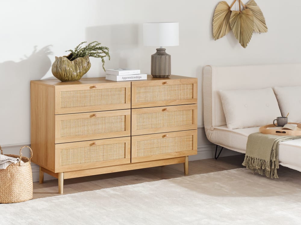 Kommode mit 6 Schubladen aus Holzwerkstoff 76cm, braun - Maisons