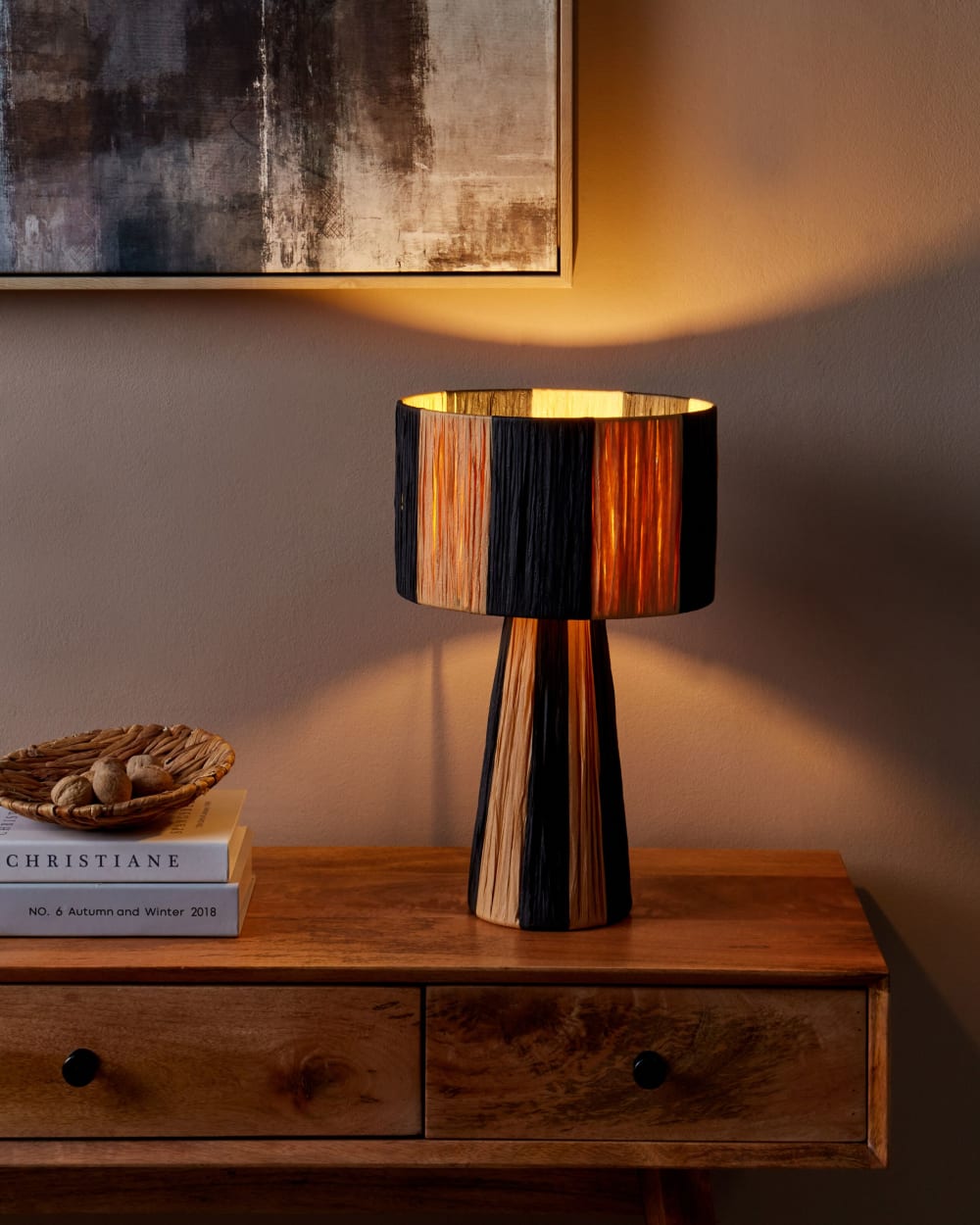 Lampe à poser osier marronnoir — vue 3