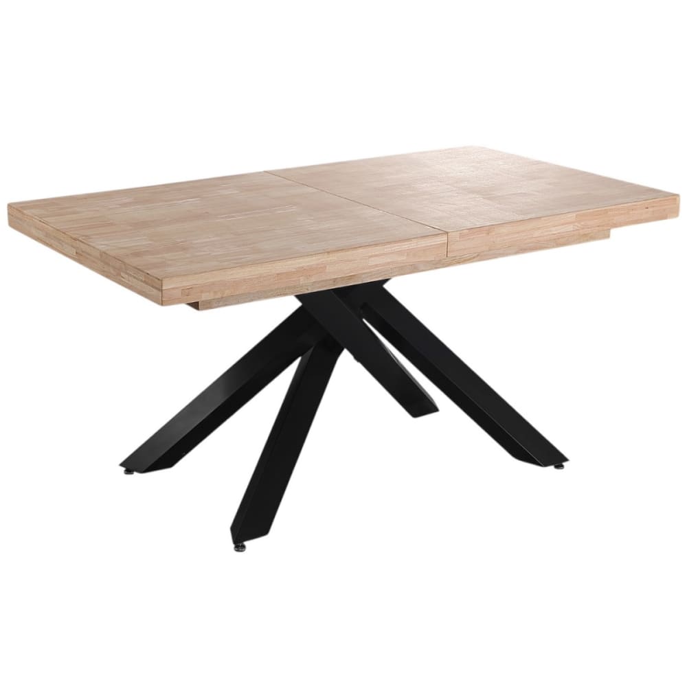 Table de repas extensible bois clair et acier noir