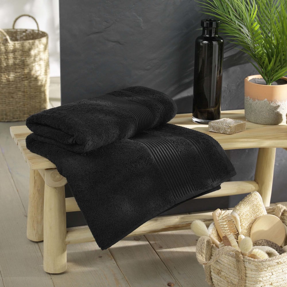 Drap de bain éponge 500 g/m² noir  90x150 cm - Maisons du Monde