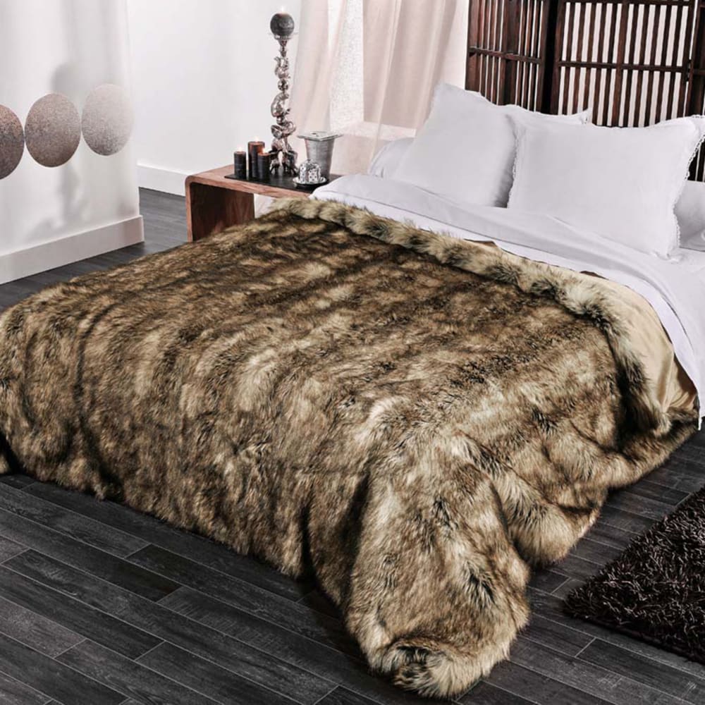 Dessus de lit fourrure marmotte 150x200cm
