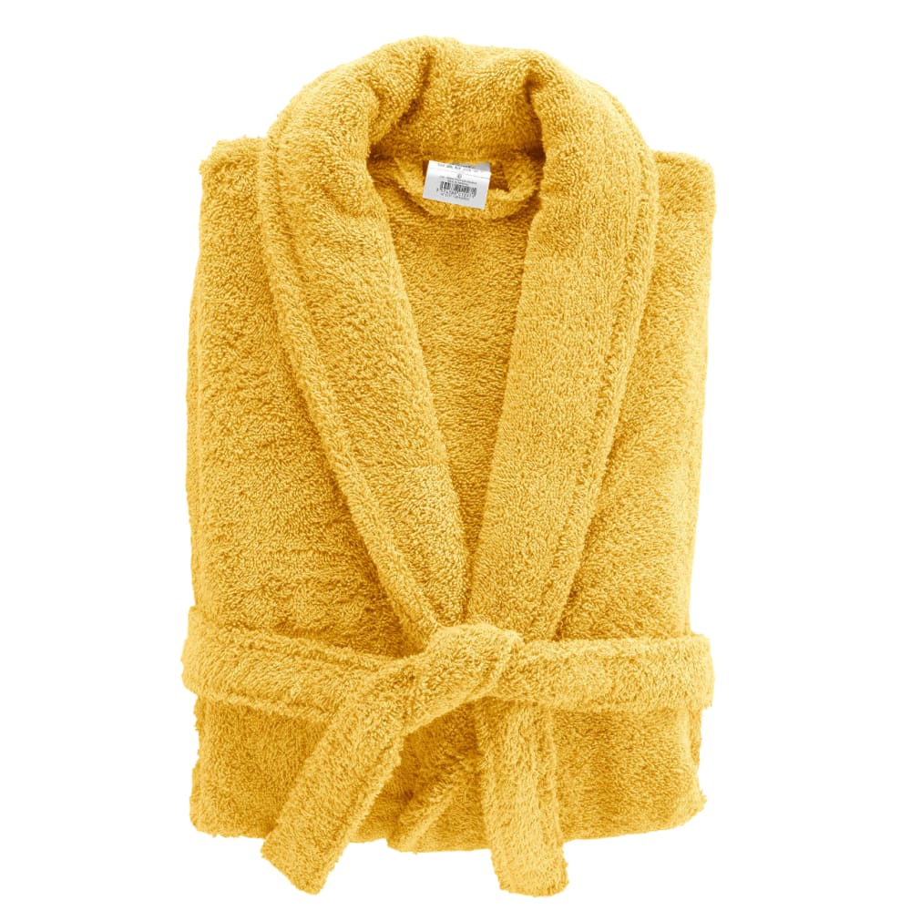 Peignoir mixte éponge col châle uni jaune 500 g/m²