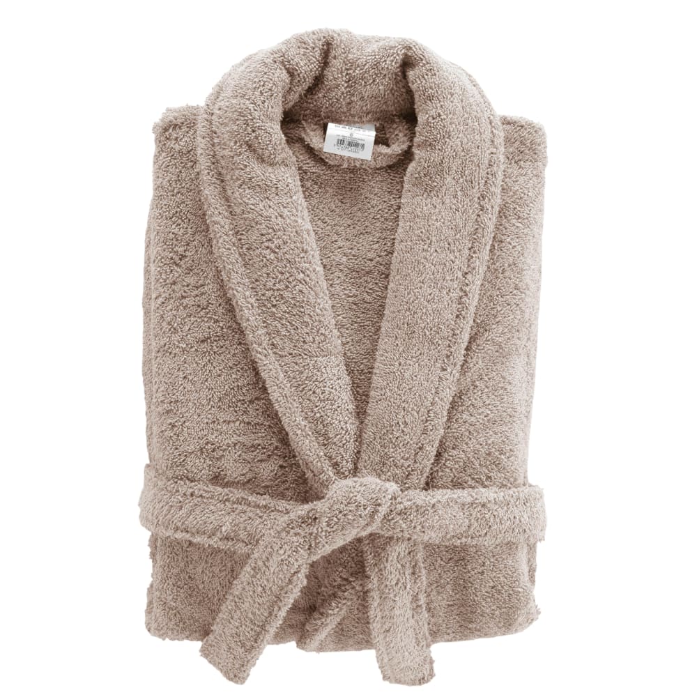 Peignoir mixte éponge col châle uni taupe 500 g/m²