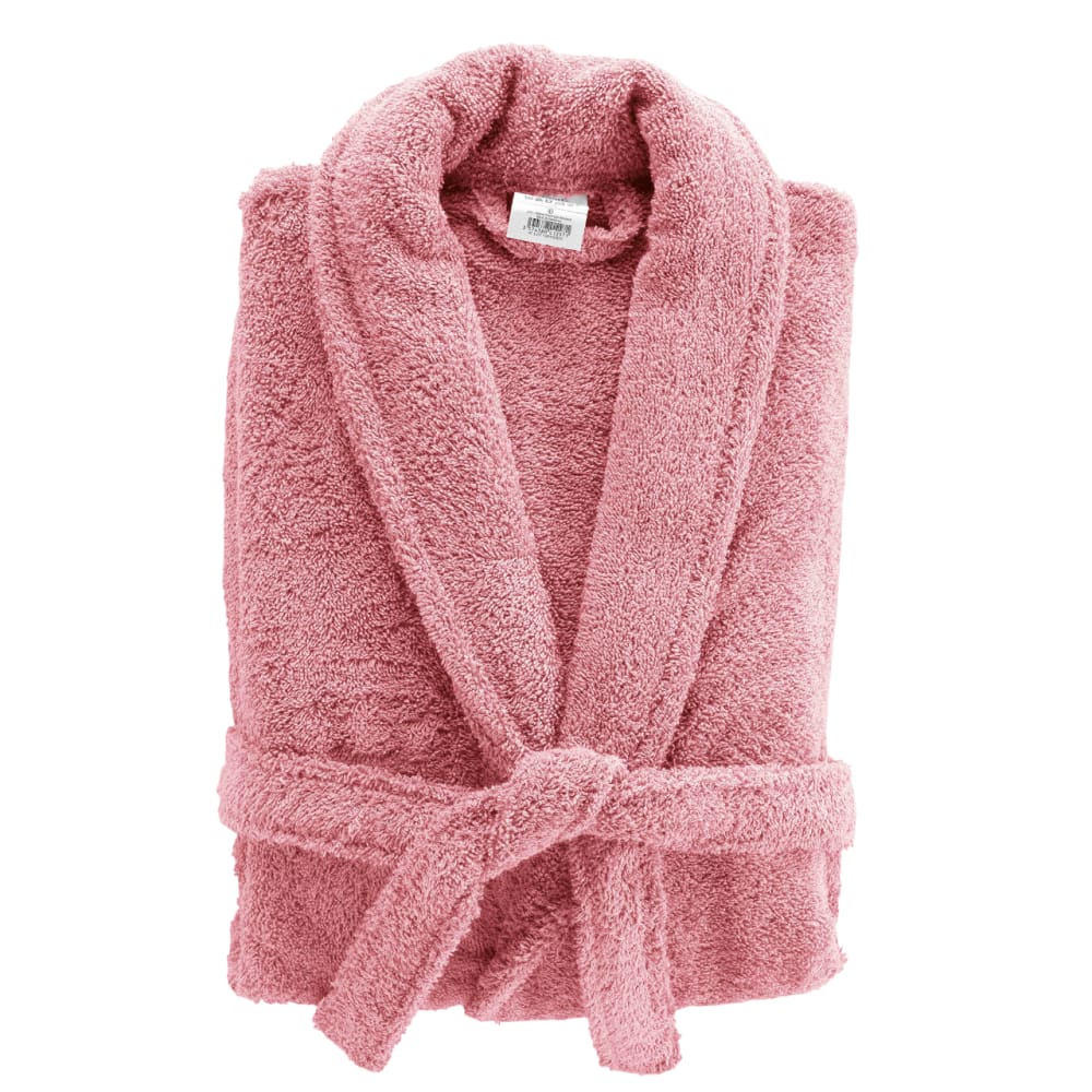 Peignoir mixte éponge col châle uni rose 500 g/m²