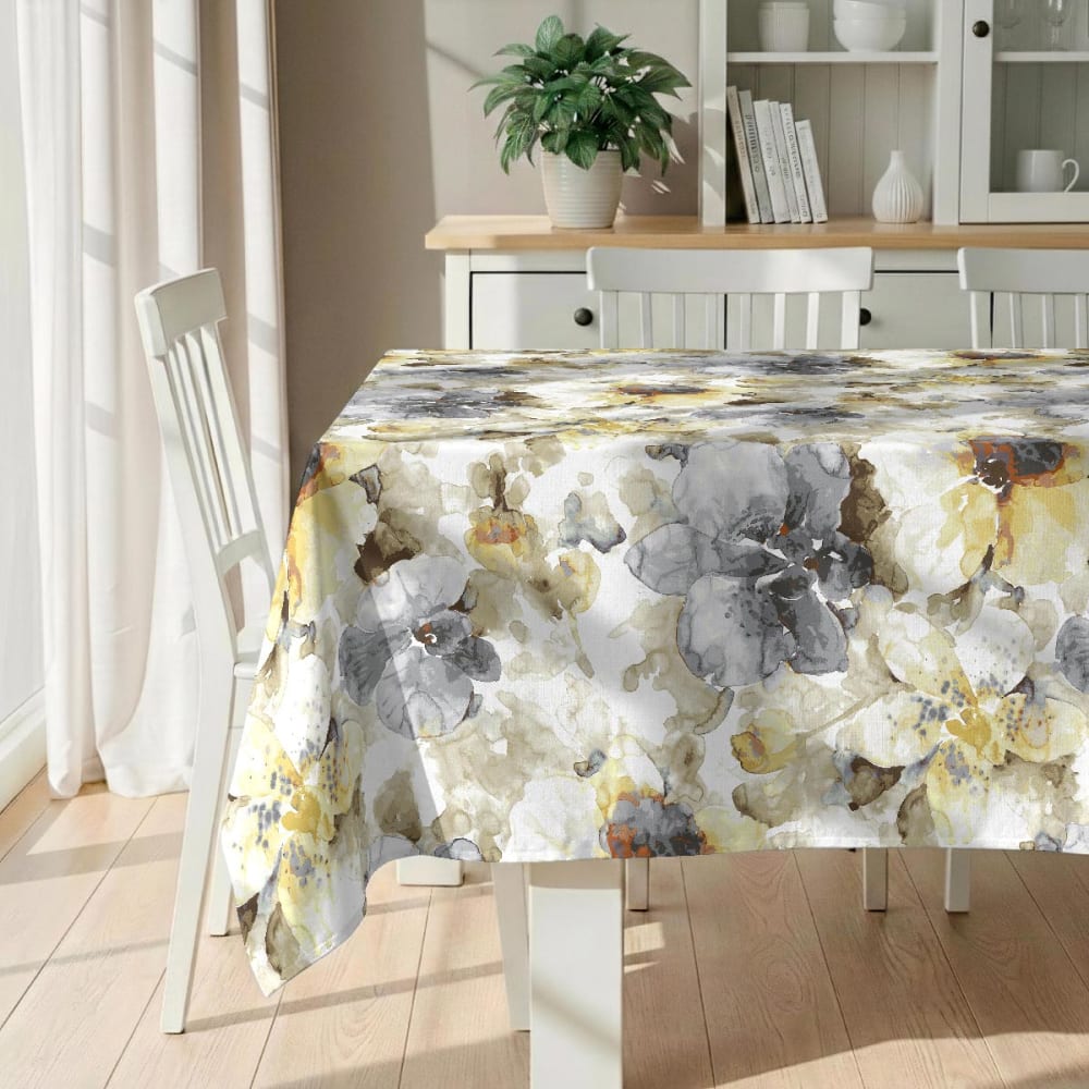 Fleckabweisende Tischdecke – 100 % Baumwolle, 140×140 cm -