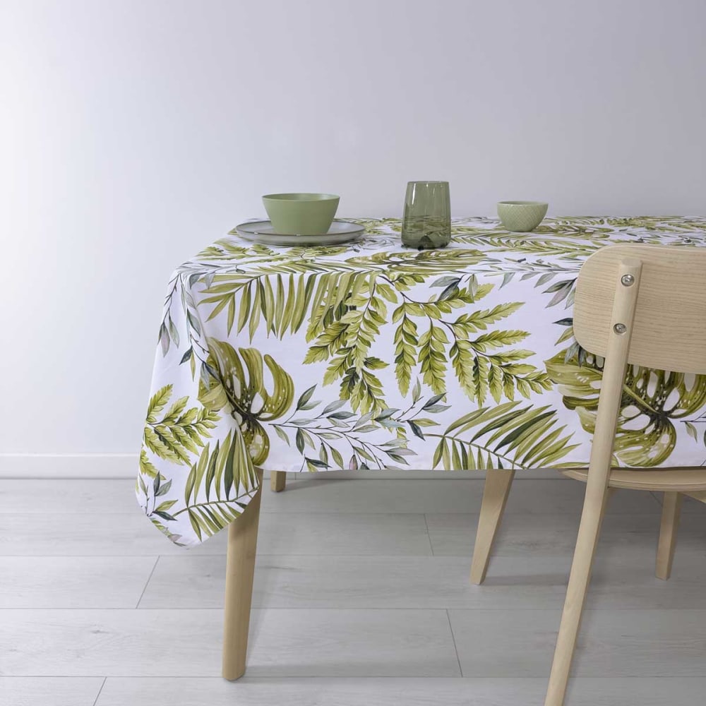 Nappe enduite anti-taches en coton  140x250 cm vert