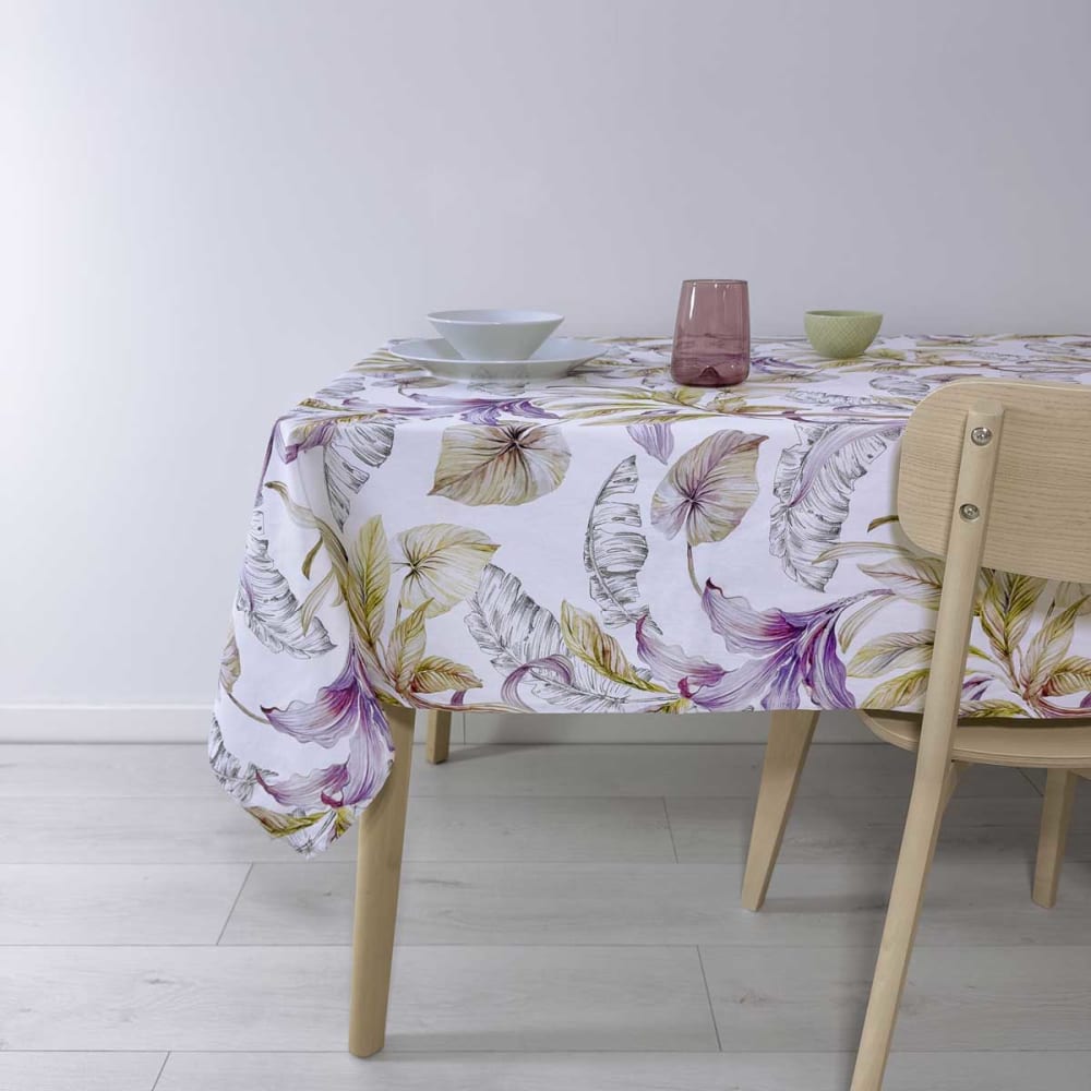 Nappe enduite anti-taches en coton  140x200 cm mauve