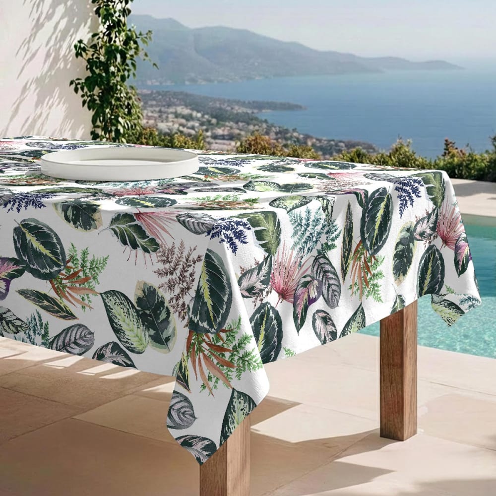 Naf Naf Fleckabweisende Tischdecke - 100 % Baumwolle, - 140x250 cm Grün Baumwolle