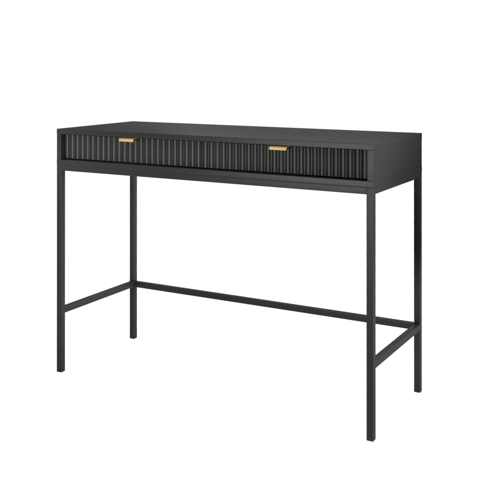 Console+2+tiroirs+pieds+metal+noir+104x78+cm