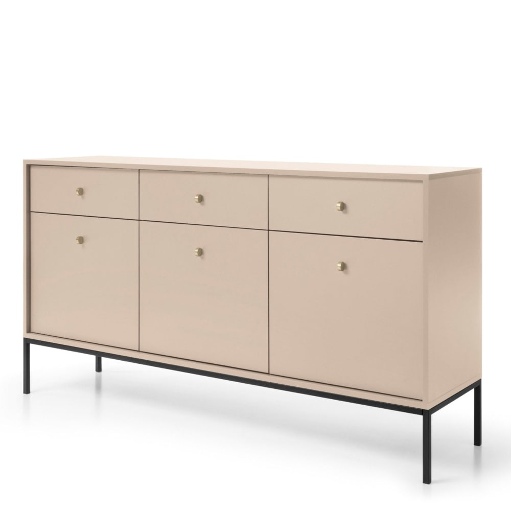 Buffet 3 portes 3 tiroirs pieds métal noir 154x83 cm