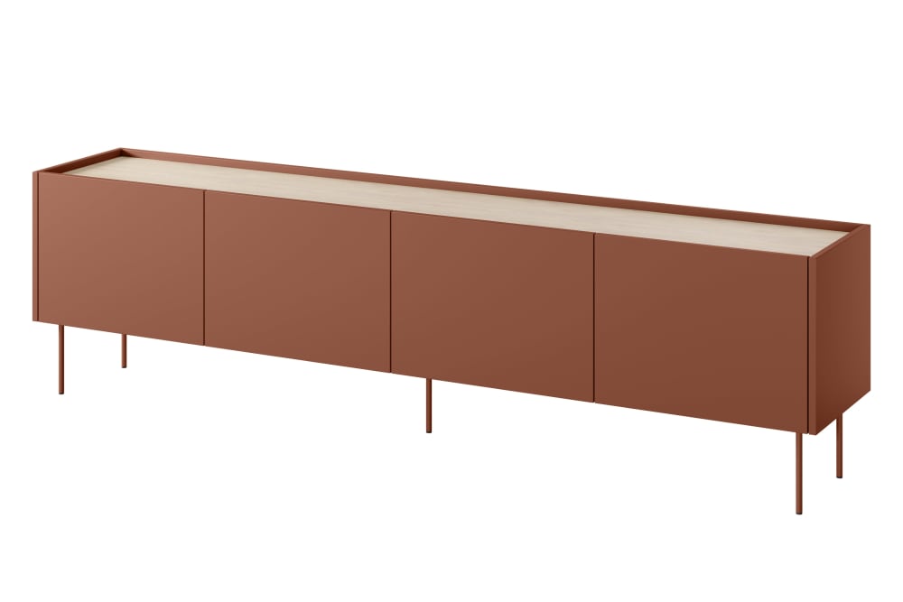 mueble tv 4 puertas 1 cajon con pie metalico 220x60 cm