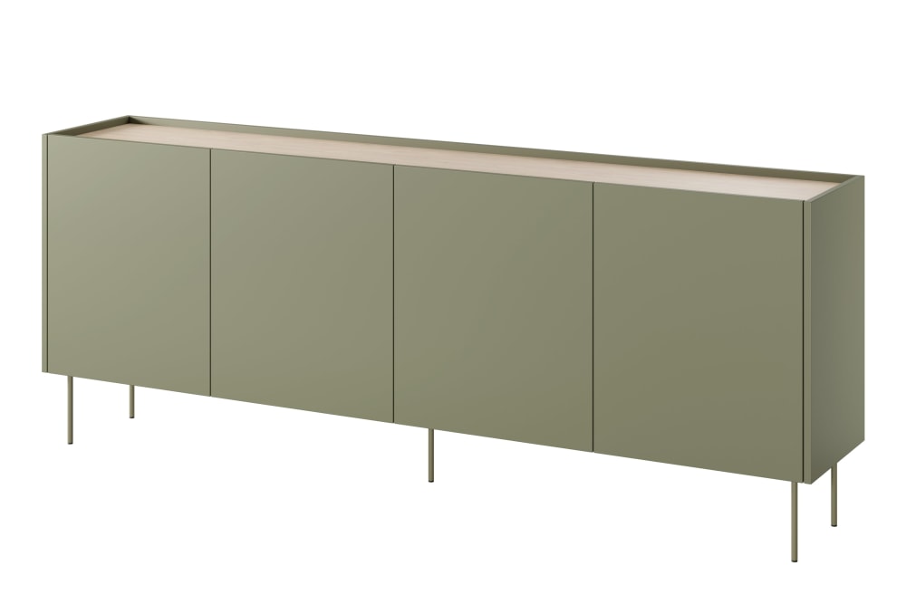 That's Casa Kommode mit 4 Türen, 2 Schubladen mit Metallfuß 220x85 cm Grün Spanplatte