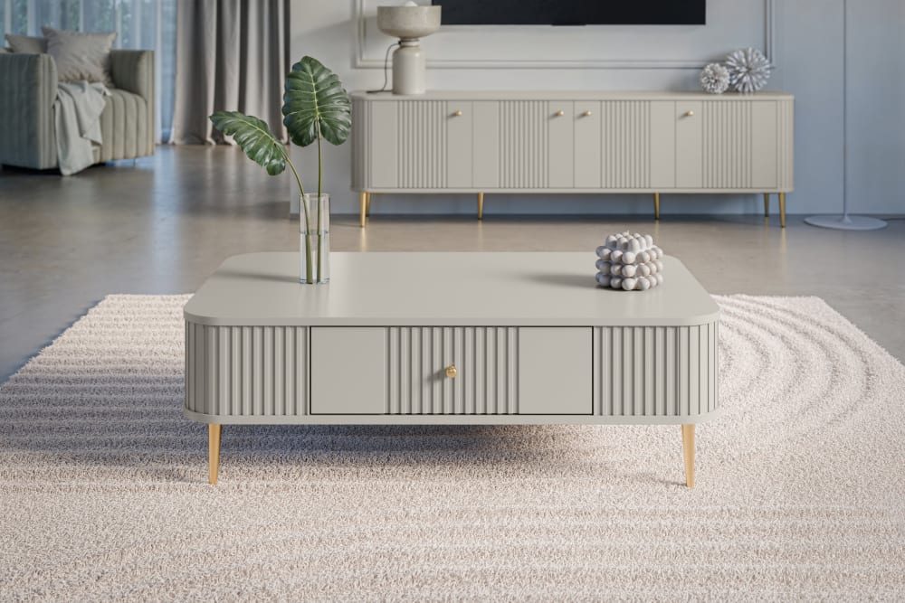 Couchtisch mit 1 Schublade und Metallfuß, 103 x 35 cm - Maisons