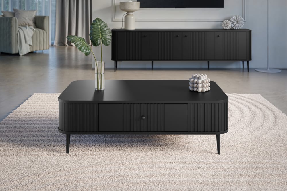 Couchtisch mit 1 Schublade und Metallfuß, 103 x 35 cm - Maisons
