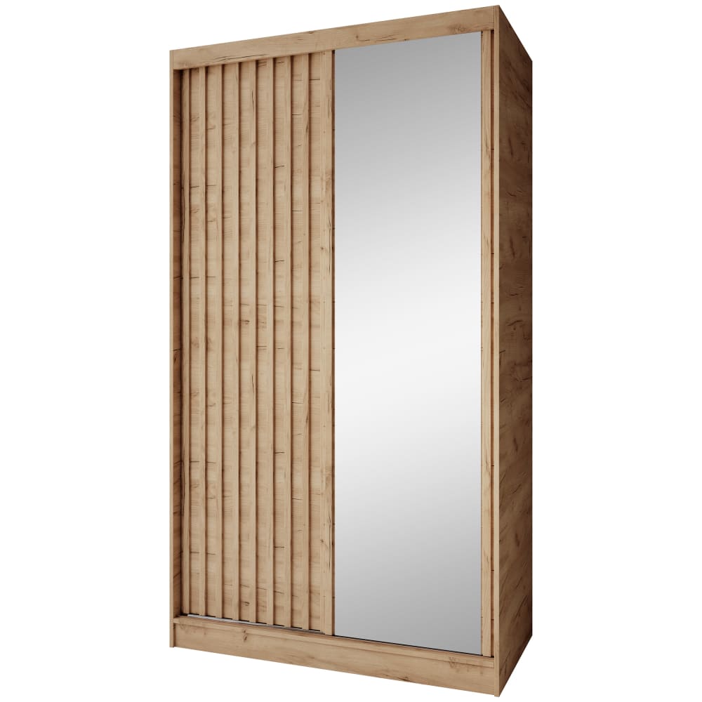 Beauty Sofa GmbH Schiebetürenschrank mit Lamellen 120 cm, eiche Artisan style modern Braun Spanplatte