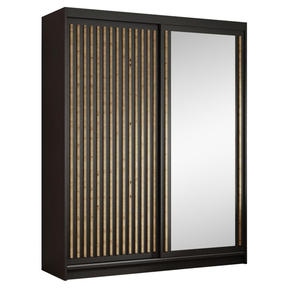 Armoire à portes coulissantes avec lamelles 180 cm, noir